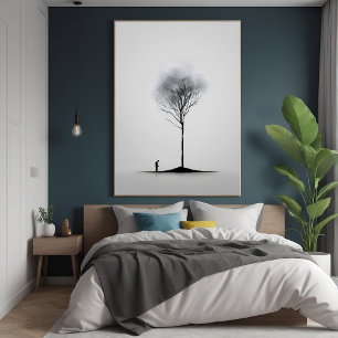 孤独な反射ミニマリスト白黒アート ポスター