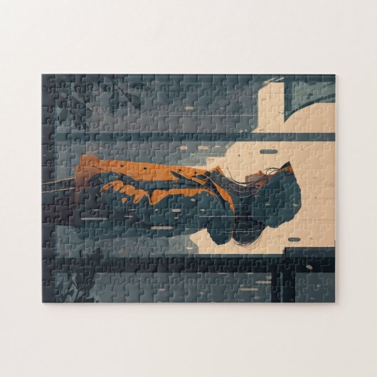 孤独な女の子の隣の窓の漫画で雨の中に滞在 ジグソーパズル (横)