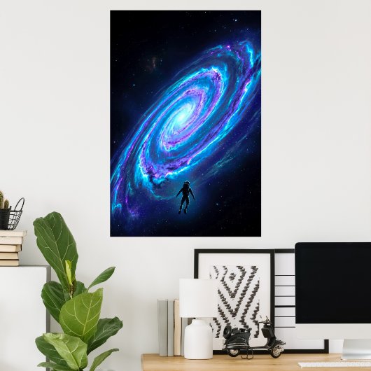 孤独な宇宙飛行士 グローイング コズミック スパイラル ギャラクシー ポスター (ホームオフィス)