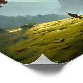 孤独な山の木 – ランドスケープグラフィックアート ポスター (角)