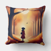 孤独な散策秋、樹木の多いシーン クッション (正面)