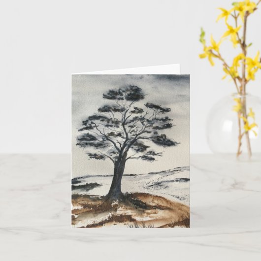 孤独な木 カード (黄色い花)