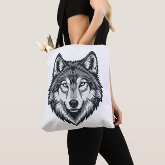 孤独な狼のヘッドグラフィックTシャツ トートバッグ