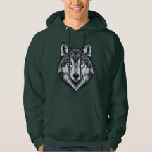 孤独な狼のヘッドグラフィックTシャツ