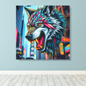 孤独な狼 キャンバスプリント (インサイチュ (ウッドフロア))