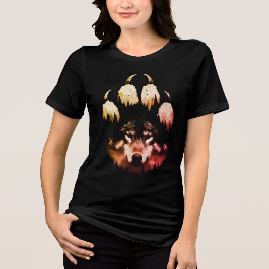 孤独な狼。野生の魂 トライブレンドＴシャツ (正面)