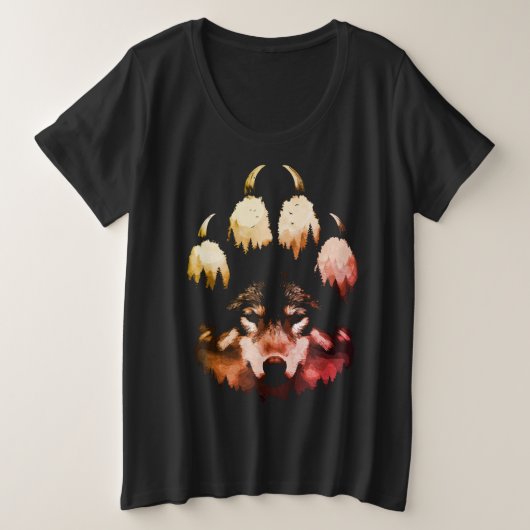 孤独な狼。野生の魂 プラスサイズTシャツ (デザイン正面)