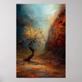 孤独な生き残りツリー – 威厳のある渓谷の風景 ポスター (正面)