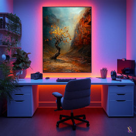 孤独な生き残りツリー – 威厳のある渓谷の風景 ポスター