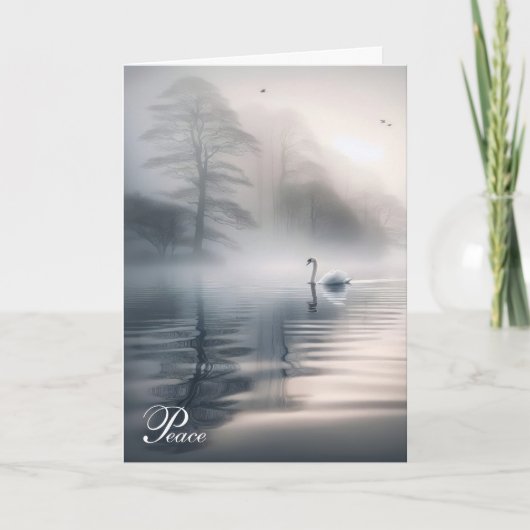 孤独な白鳥インミスト悔やみや弔慰 カード (正面)