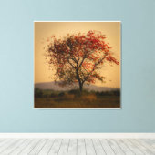 孤独な秋の木アットデュスク キャンバスプリント (インサイチュ (ウッドフロア))