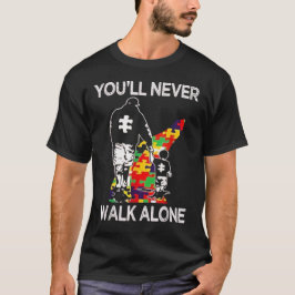 孤独な自閉症パパをサポート Alone Puzzle You'll Never Walk Tシャツ