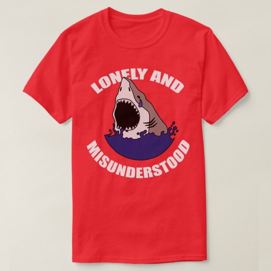 孤独な誤解されたサメ Tシャツ (デザイン正面)