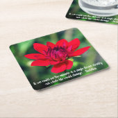 孤独な赤いダリアフラワーウィズリーやる気を起こさせる スクエアペーパーコースター (アングル)