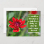 孤独な赤いダリアフラワーウィズリーやる気を起こさせる ポストカード (正面/裏面)