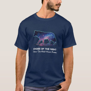孤独な銀河オオカミのシルエット (夜の響き) Tシャツ