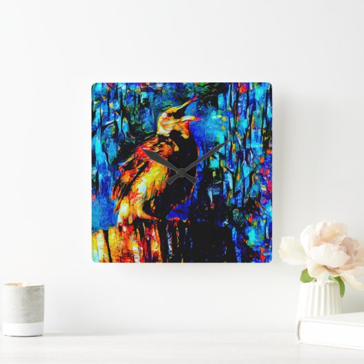 孤独な鳥2 スクエア壁時計 (ホーム)