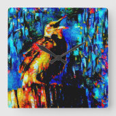 孤独な鳥2 スクエア壁時計 (正面)