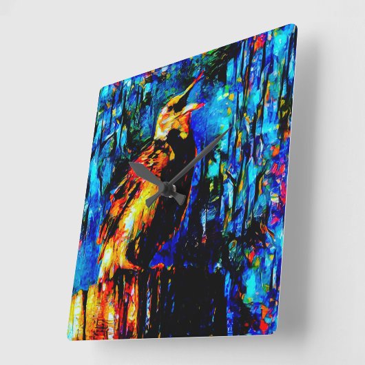 孤独な鳥2 スクエア壁時計 (傾斜)