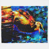 孤独な鳥2 フリースブランケット (正面(横))