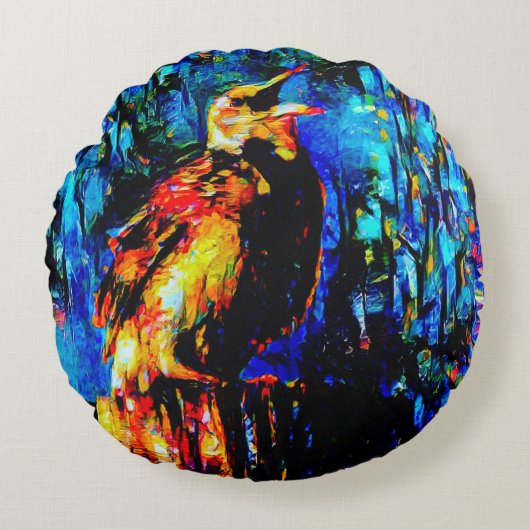 孤独な鳥2 ラウンドクッション (正面)