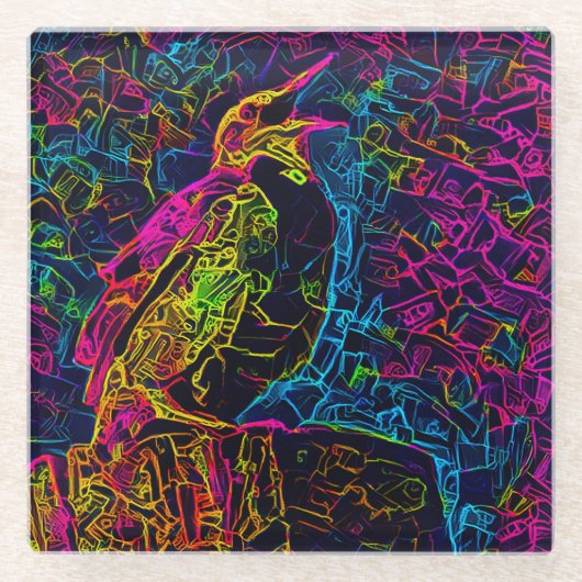 孤独な鳥3 ガラスコースター (正面)