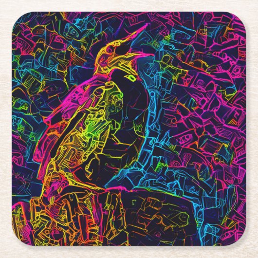 孤独な鳥3 スクエアペーパーコースター (正面)