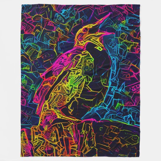 孤独な鳥3 フリースブランケット (正面)