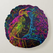 孤独な鳥3 ラウンドクッション (正面)