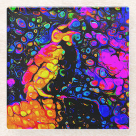 孤独な鳥4：リキッドアートスタイル ガラスコースター