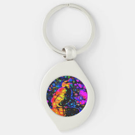 孤独な鳥4：リキッドアートスタイル キーホルダー