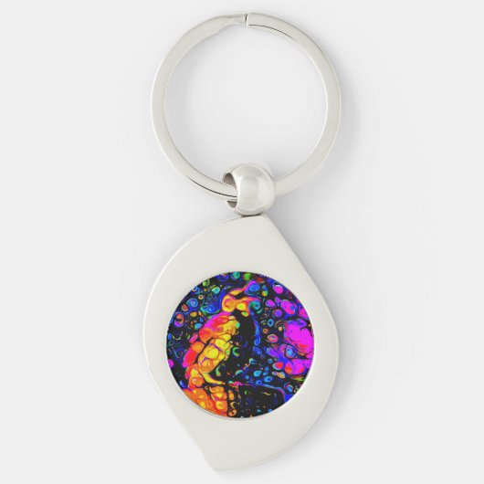 孤独な鳥4:リキッドアートスタイル キーホルダー (正面)