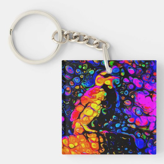 孤独な鳥4：リキッドアートスタイル キーホルダー (正面)