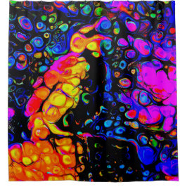 孤独な鳥4：リキッドアートスタイル シャワーカーテン