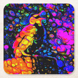 孤独な鳥4：リキッドアートスタイル スクエアペーパーコースター