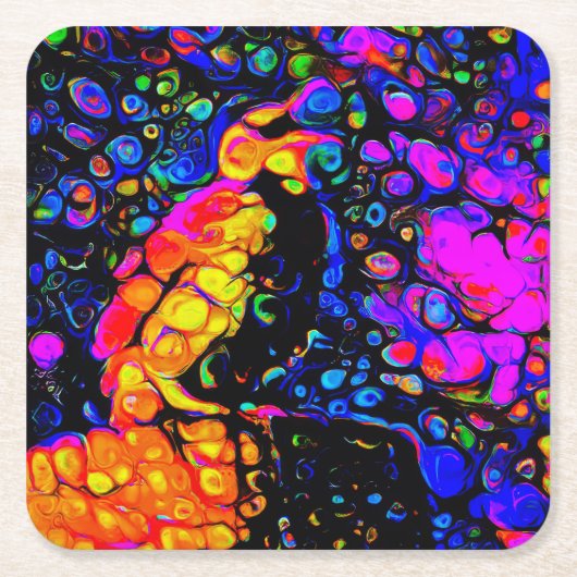 孤独な鳥4：リキッドアートスタイル スクエアペーパーコースター (正面)