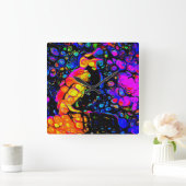 孤独な鳥4：リキッドアートスタイル スクエア壁時計 (ホーム)