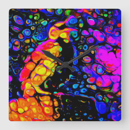 孤独な鳥4：リキッドアートスタイル スクエア壁時計