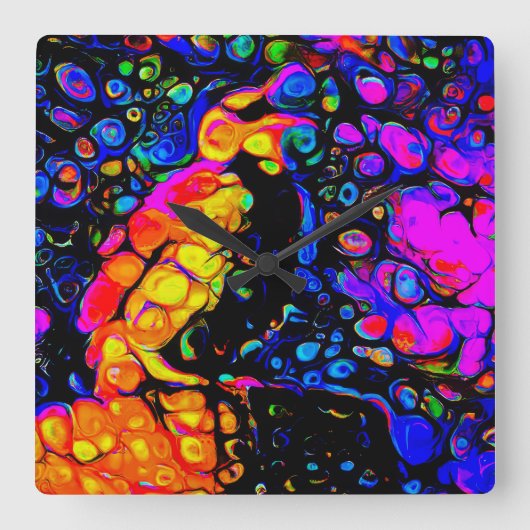 孤独な鳥4：リキッドアートスタイル スクエア壁時計 (正面)