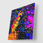 孤独な鳥4：リキッドアートスタイル スクエア壁時計 (傾斜)