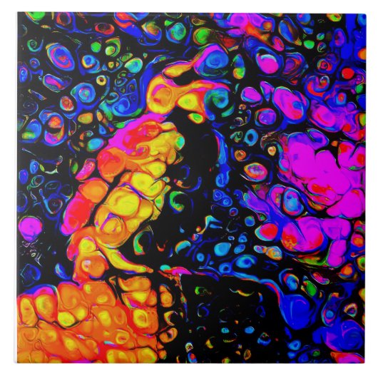 孤独な鳥4：リキッドアートスタイル タイル (正面)