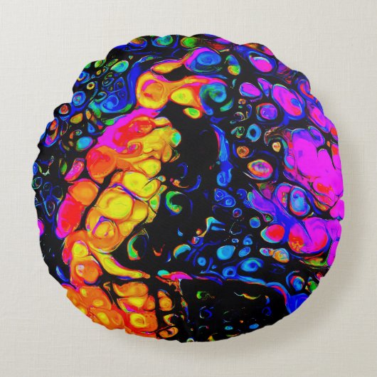孤独な鳥4:リキッドアートスタイル ラウンドクッション (正面)