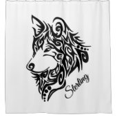 孤独な黒の部族の狼パーソナル シャワーカーテン (正面)