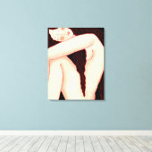 孤独抽象芸術デジタルポートレートの女性 キャンバスプリント (インサイチュ (ウッドフロア))