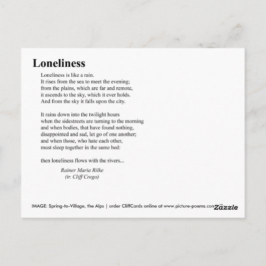 孤独 ポストカード (裏面)