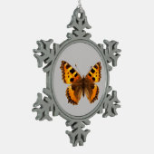 孤立した小さなカメの蝶 スノーフレークピューターオーナメント (左)