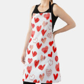 孤立した水の色図解入りの、写真付きの赤い愛ハートpa エプロン (インサイチュ)