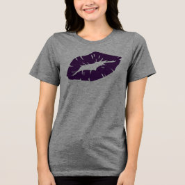 孤立した美しい紫色の口紅のキス トライブレンドTシャツ