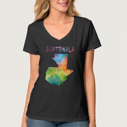 孤立カラフルしたグアテマラの水彩地図 Tシャツ (正面)