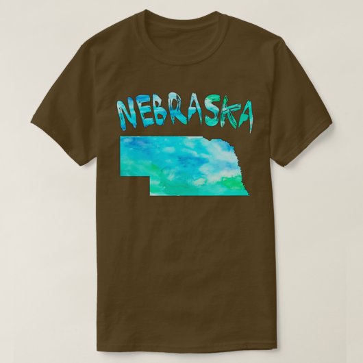 孤立カラフルしたネブラスカ州の水彩地図 Tシャツ (デザイン正面)